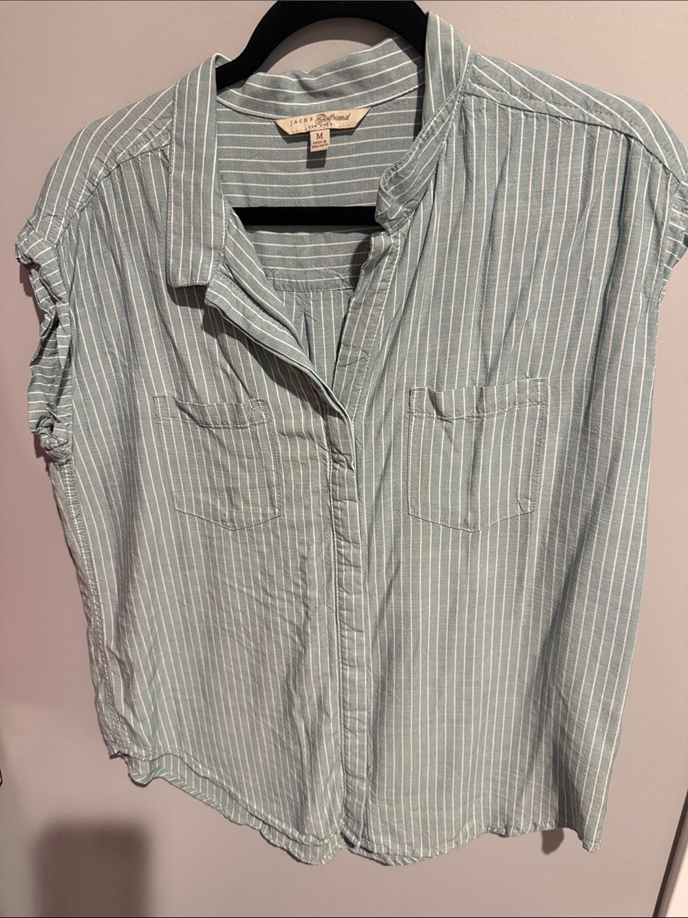 Zach’s Mint Green and White Striped Button-Front Shirt size medium
